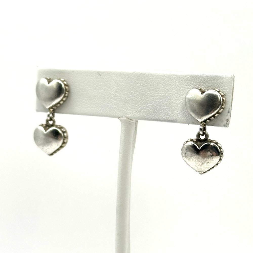Lagos VINTAGE Silver Double Heart Drop Earrings